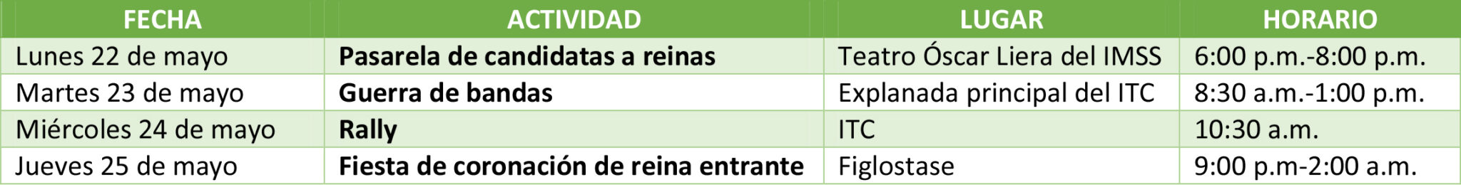 ACTIVIDADES SEMANA DEL DIA DEL ESTUDIANTE 2017