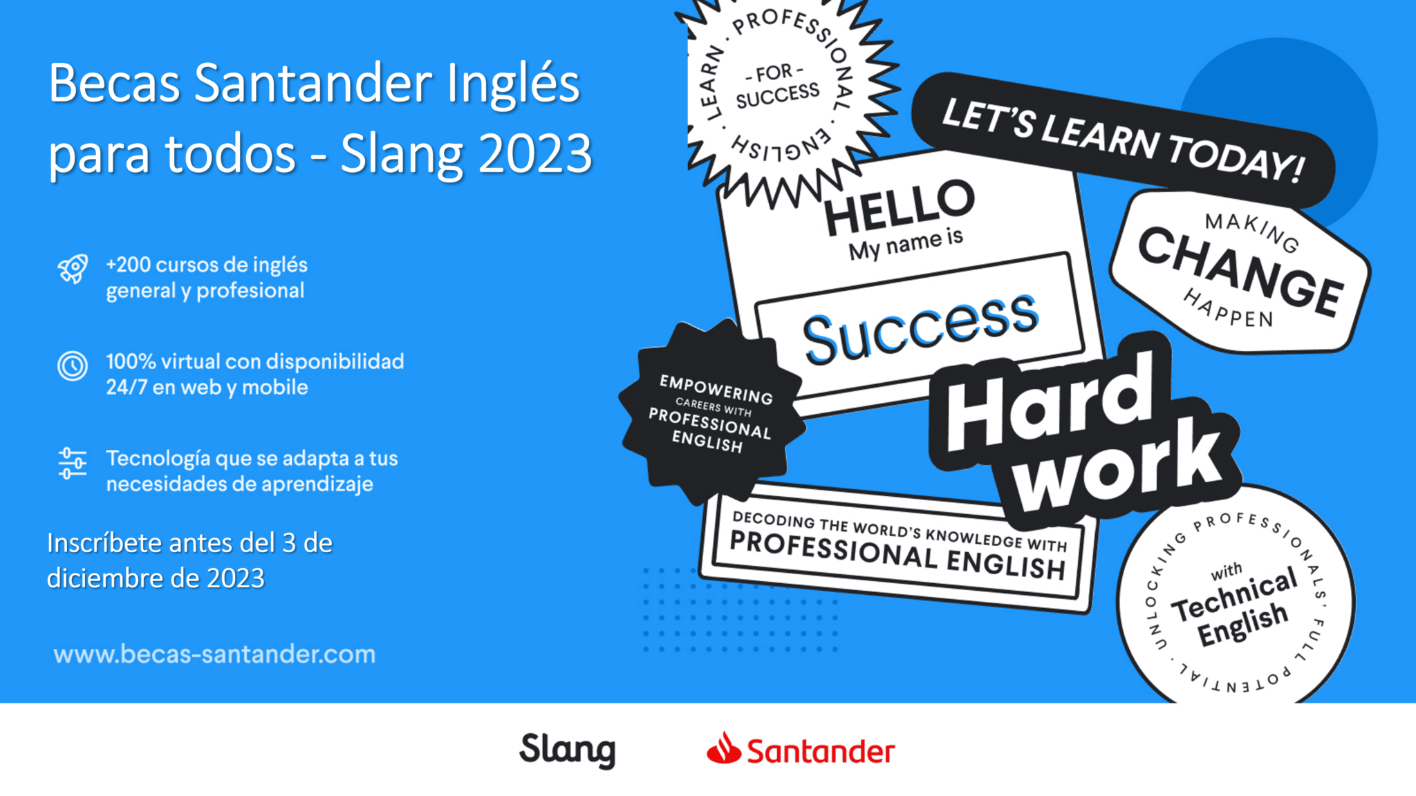 Becas Santander Inglés para todos – Salud 2023