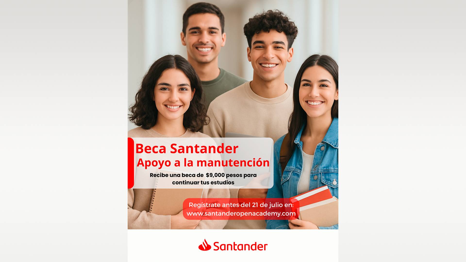 Convocatoria abierta: Becas Santander Apoyo a la Manutención 2025
